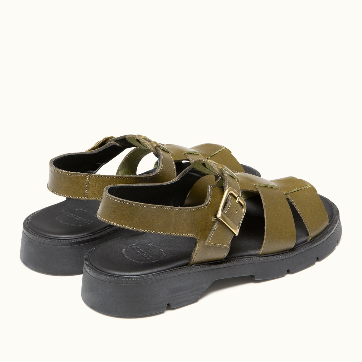 Sandales Made in France en cuir tannage végétal certifié | Olive "ballast vgt olive"