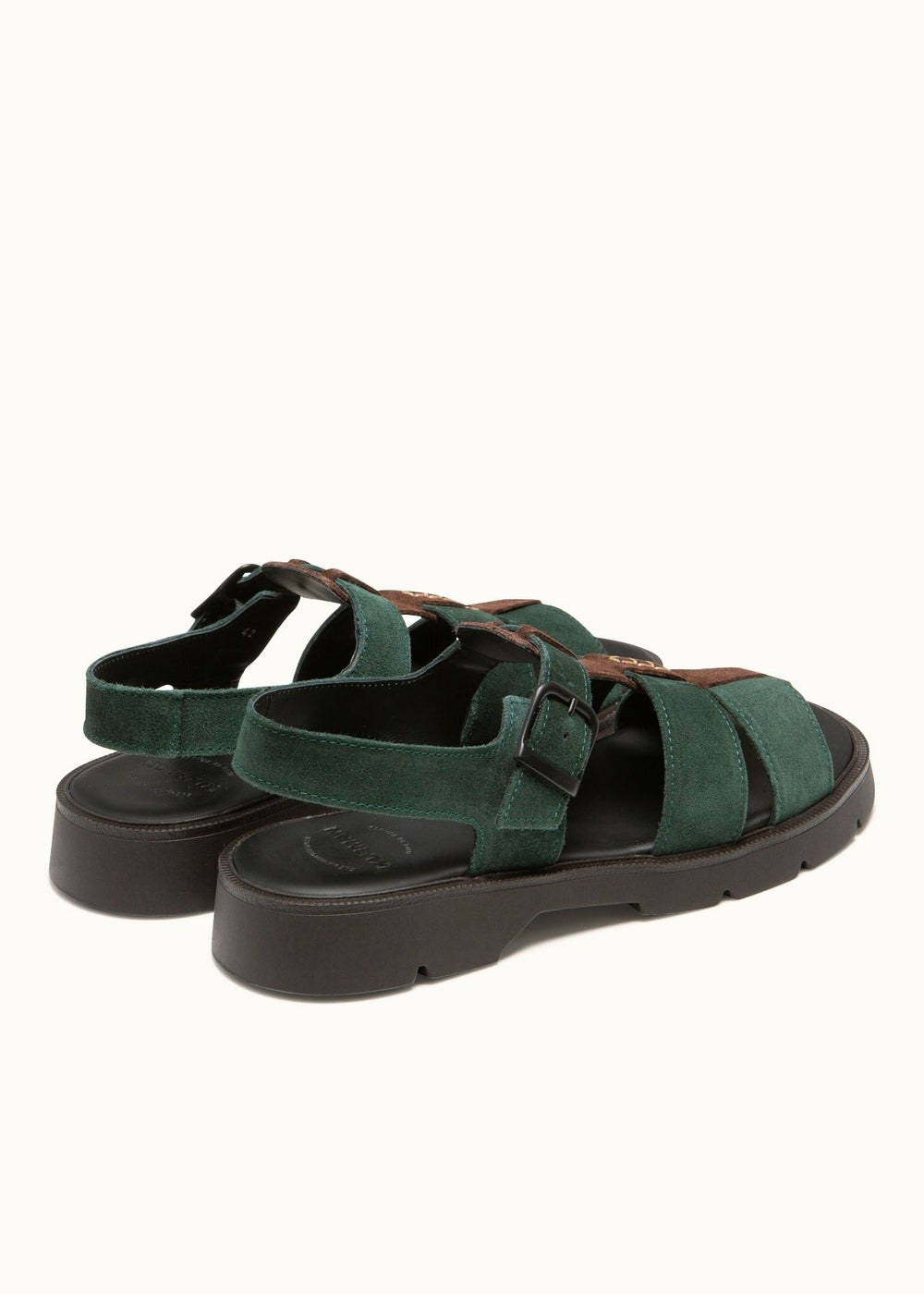 Sandales en cuir certifié | bicolore "ballast vv - vert+marron"