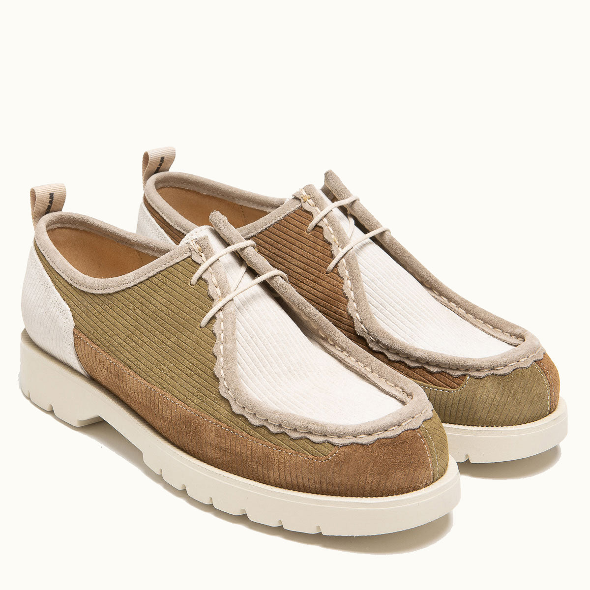 Derbies made in france en cuir certifié | "bastille cord marron, kaki, ecru"
