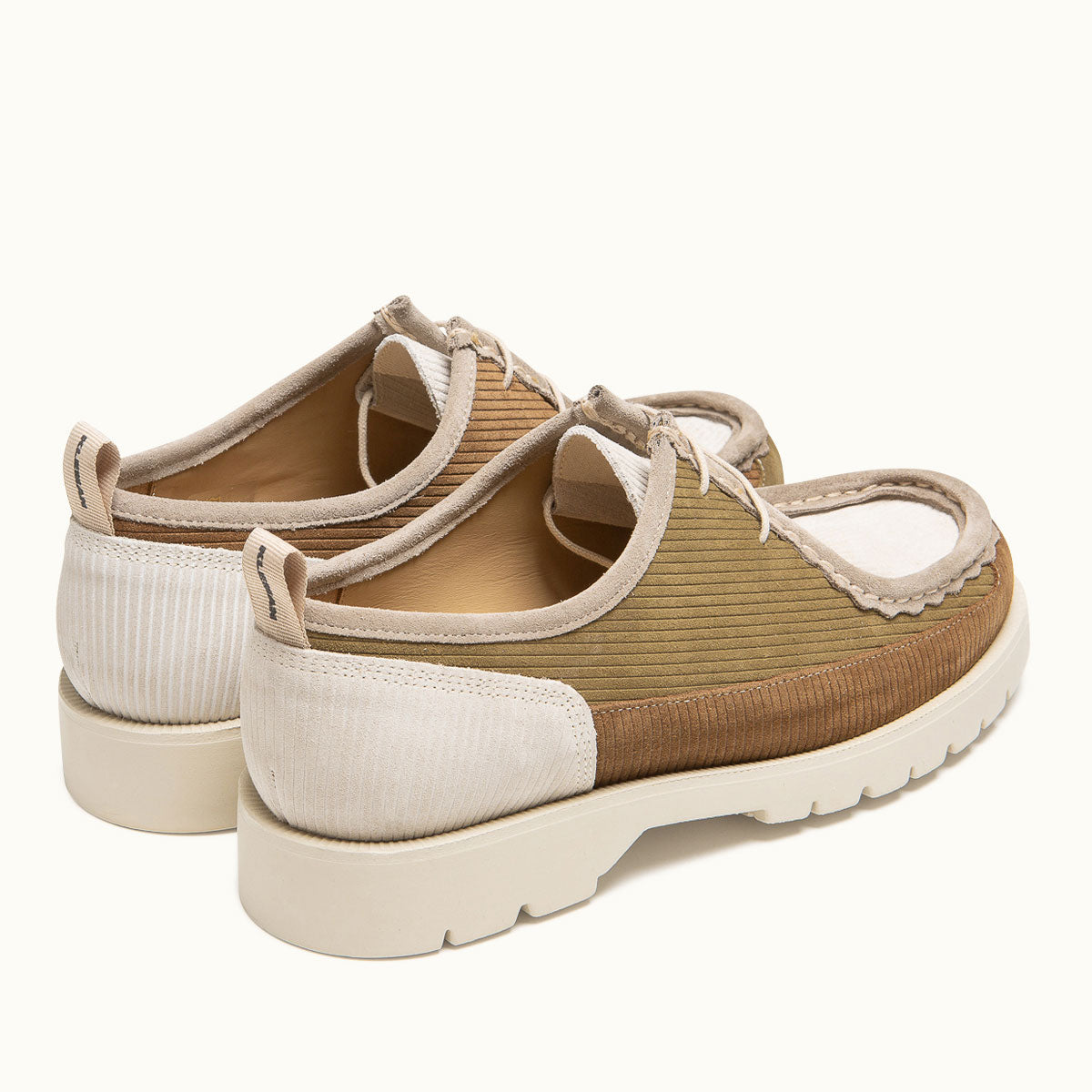 Derbies made in france en cuir certifié | "bastille cord marron, kaki, ecru"