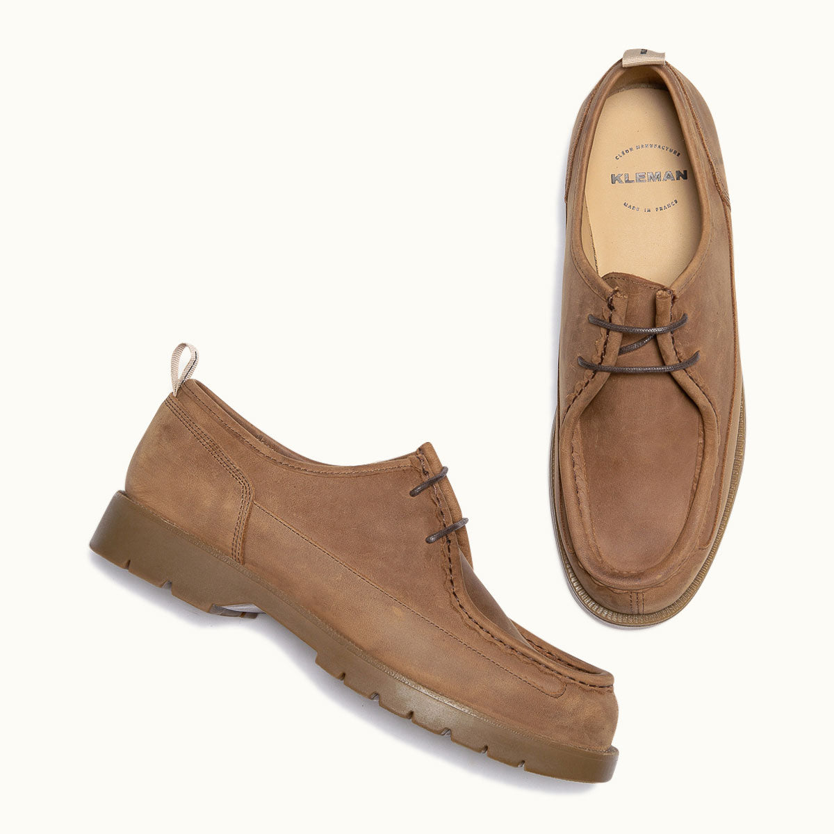 Derbies made in France en cuir nubuck certifié | Marron "bastille n bio cognac"