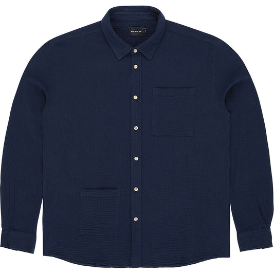 Chemise marine en gaze de coton bio - navy oihana shirt