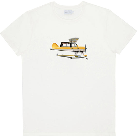 T-shirt imprimé en coton bio | Blanc "natural aerocar tee"