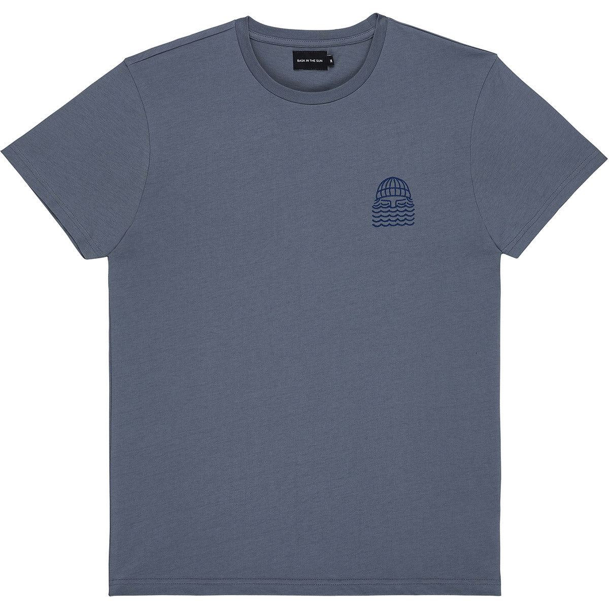 T-shirt brodé en coton bio | Bleu gris "storm mini to the sea tee"