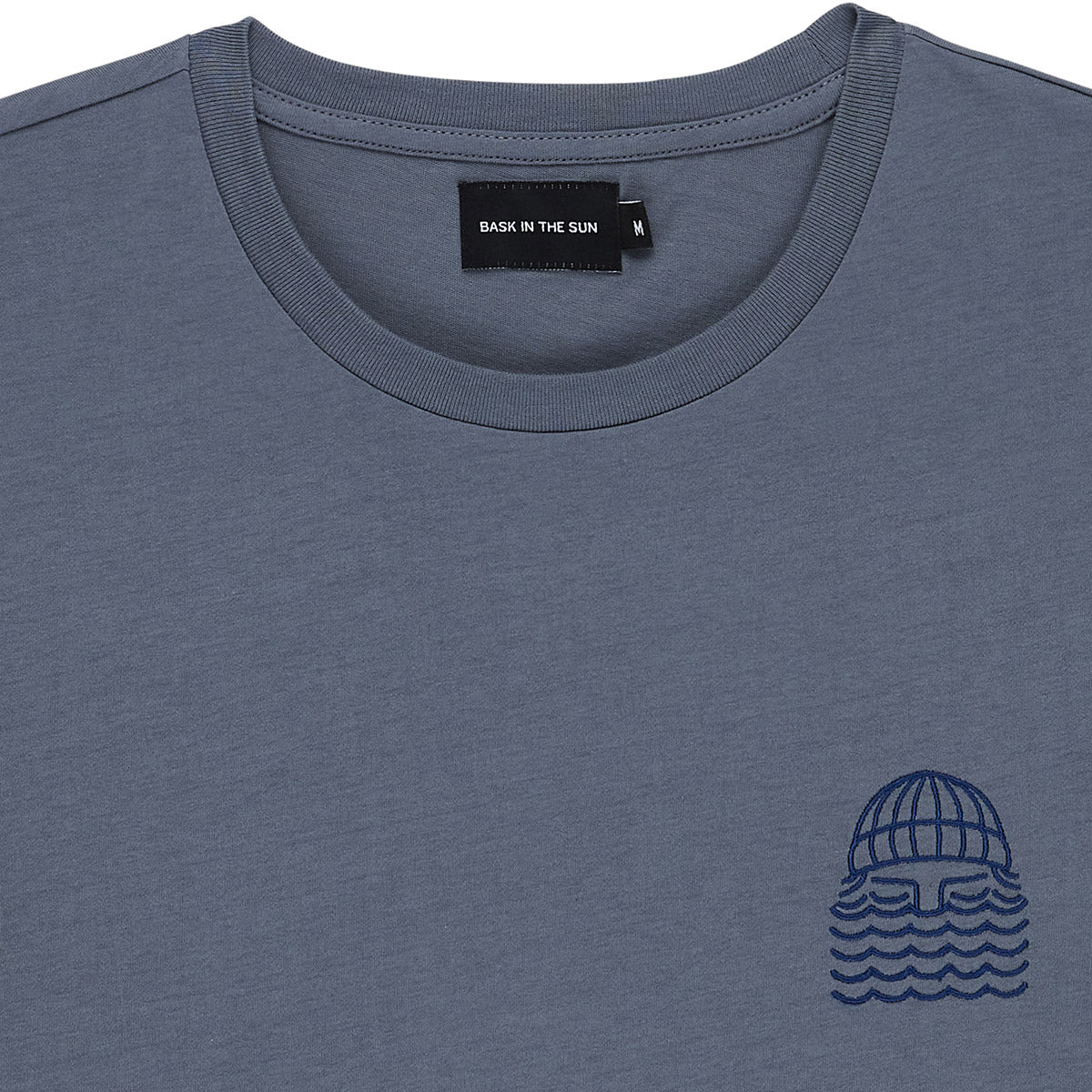 T-shirt brodé en coton bio | Bleu gris "storm mini to the sea tee"