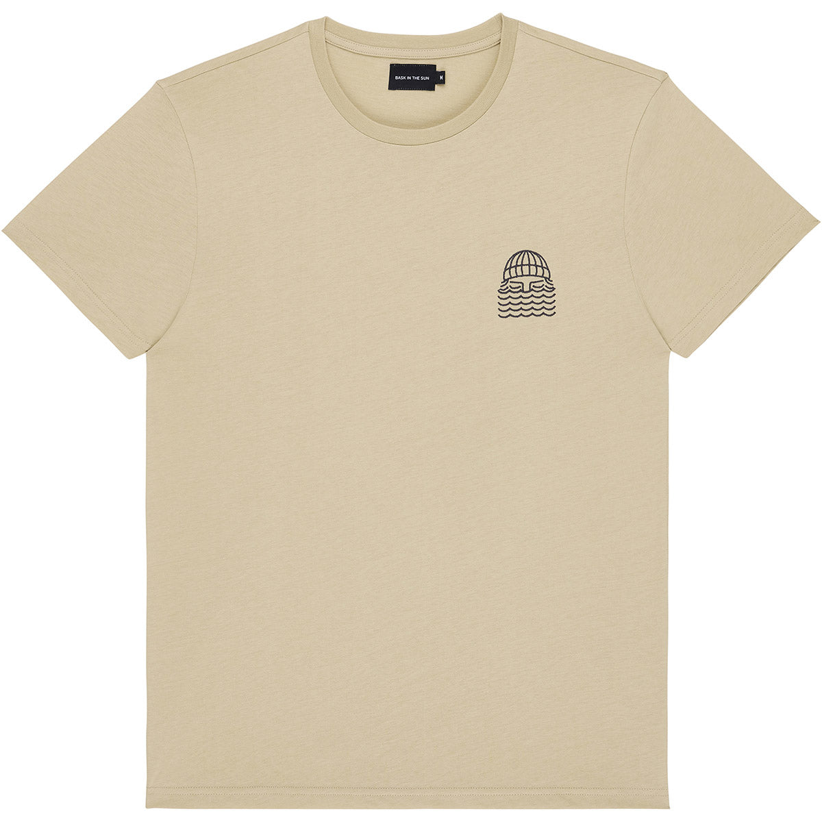 T-shirt brodé en coton bio | Beige "sand mini to the sea tee"