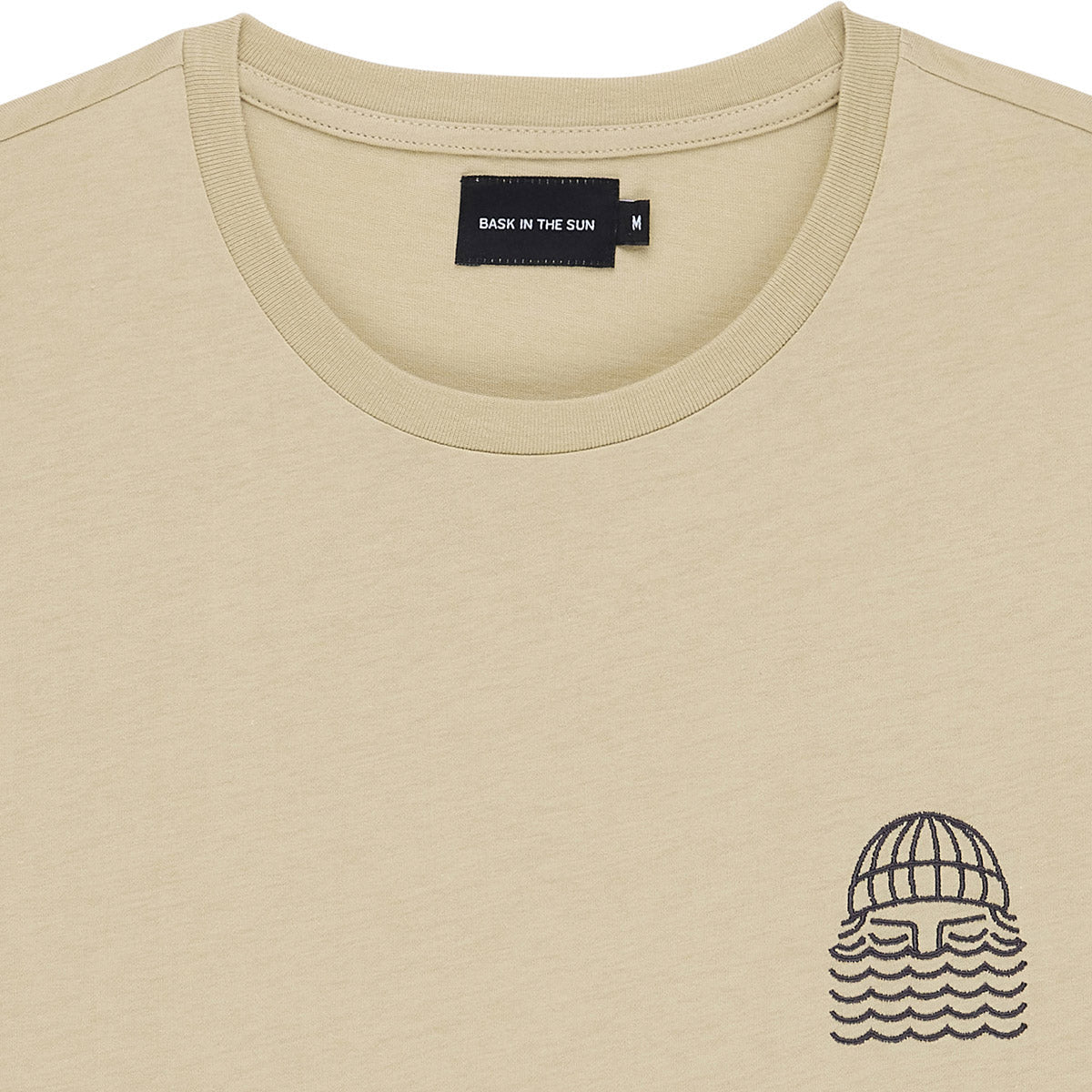 T-shirt brodé en coton bio | Beige "sand mini to the sea tee"