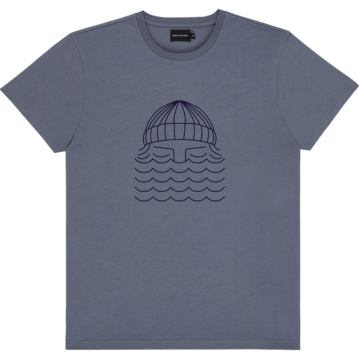 T-shirt imprimé en coton bio | Bleu gris "storm to the sea tee"