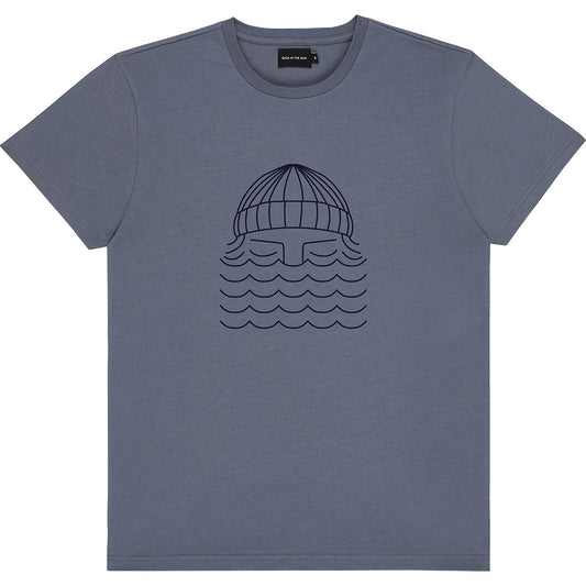 T-shirt imprimé en coton bio | Bleu gris "storm to the sea tee"