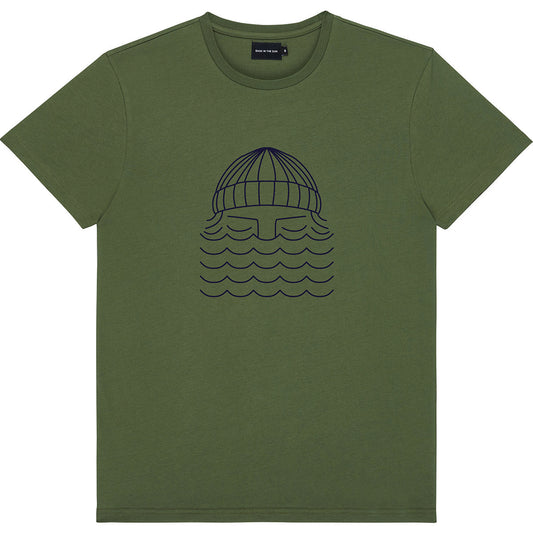 T-shirt imprimé en coton bio | Kaki "kiwi to the sea tee"