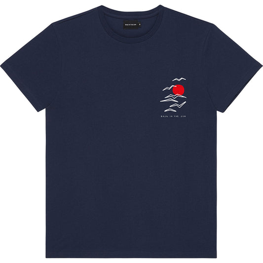 T-shirt marine imprimé en coton bio - navy birds tee
