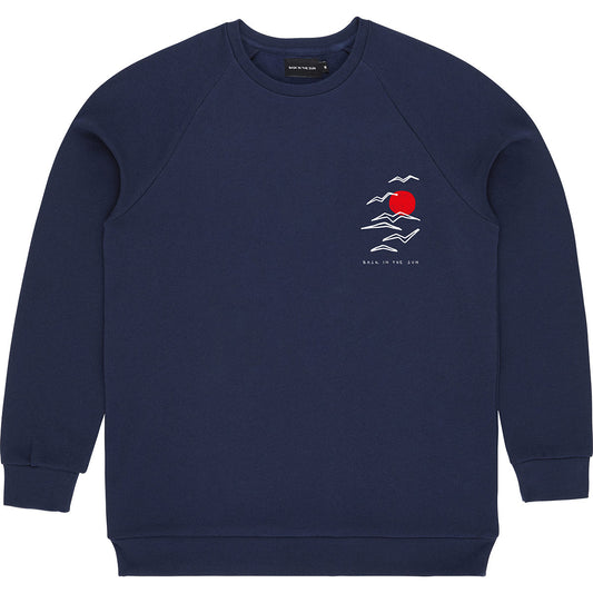 sweat marine imprimé en coton bio - navy birds sweat