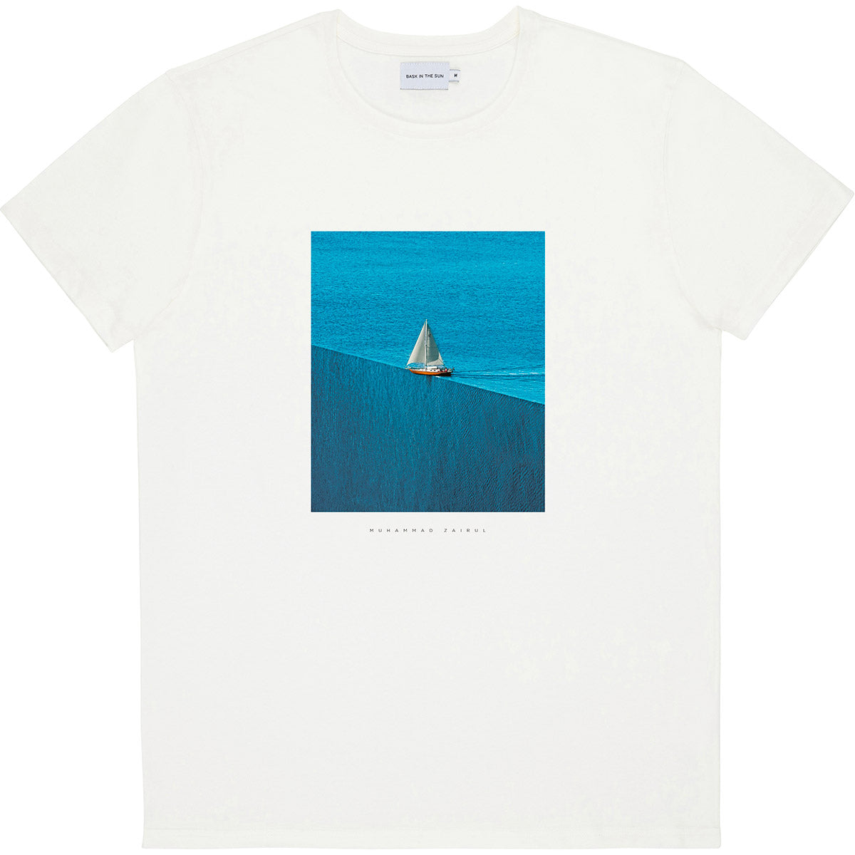 T-shirt imprimé en coton bio | Blanc "flat earth natural"