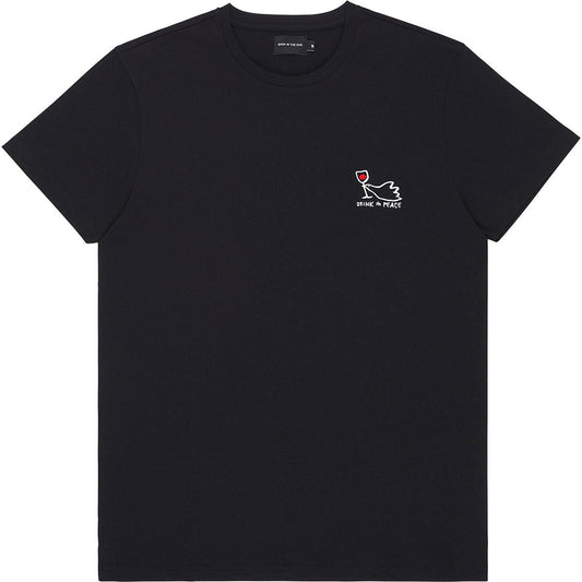 T-shirt imprimé en coton bio | Noir "peace black"