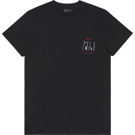 T-shirt imprimé en coton bio | Noir "love black"
