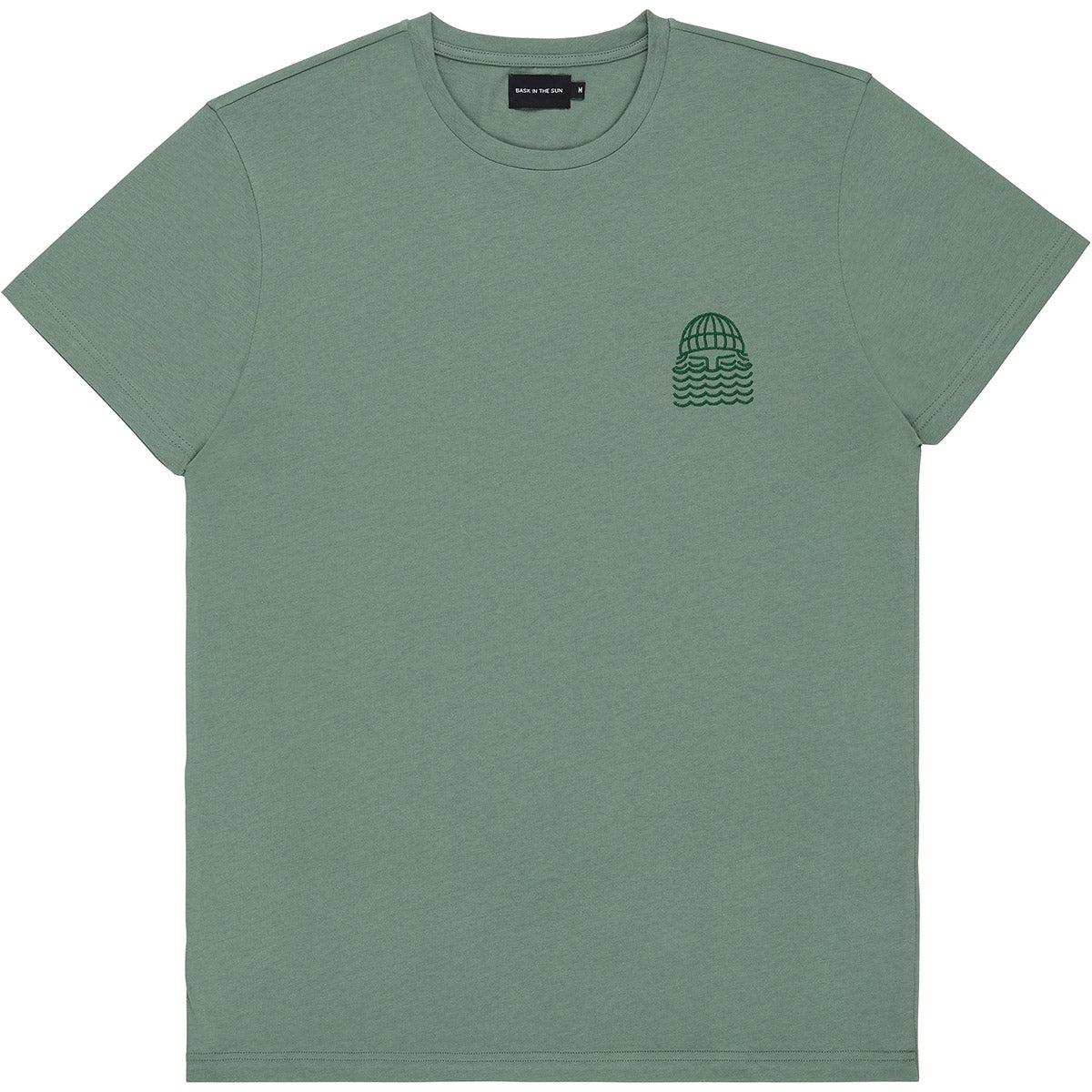 T-shirt brodé en coton bio | Vert "mini to the sea seaweed"