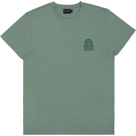 T-shirt brodé en coton bio | Vert "mini to the sea seaweed"