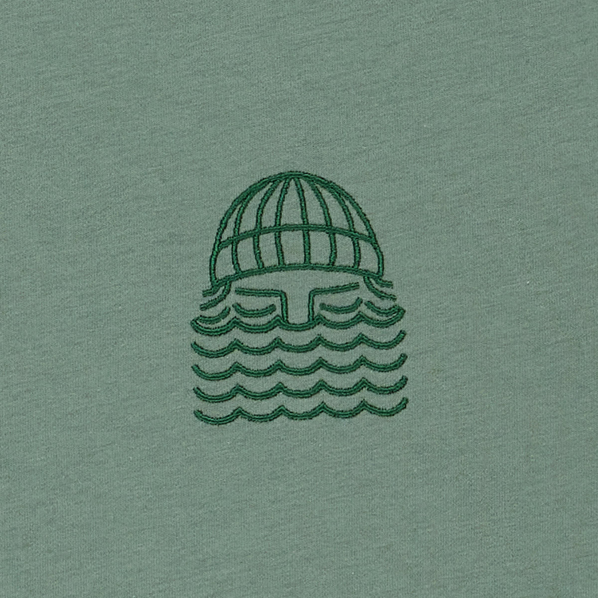 T-shirt brodé en coton bio | Vert "mini to the sea seaweed"