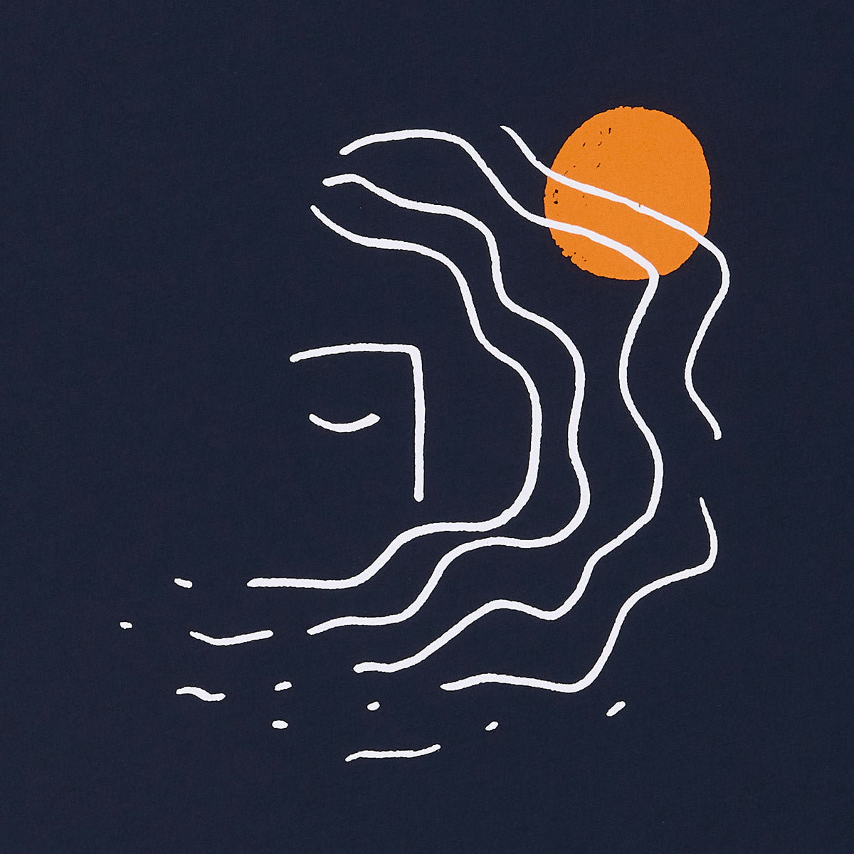 T-shirt imprimé en coton bio | Marine "wavy face navy"