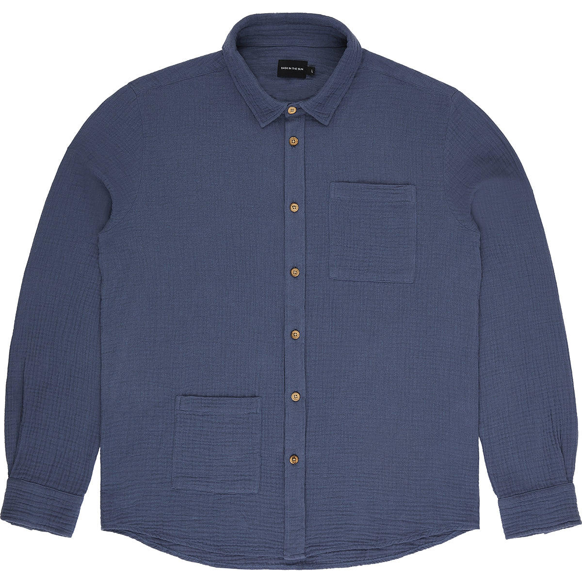 Chemise à poches en gaze de coton bio | bleu "oihana blue"