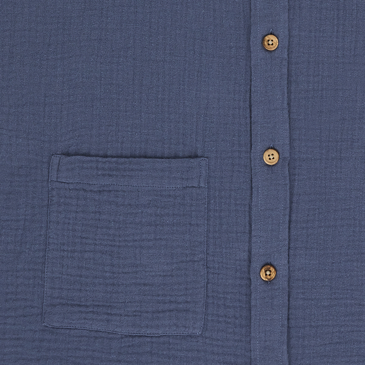 Chemise à poches en gaze de coton bio | bleu "oihana blue"