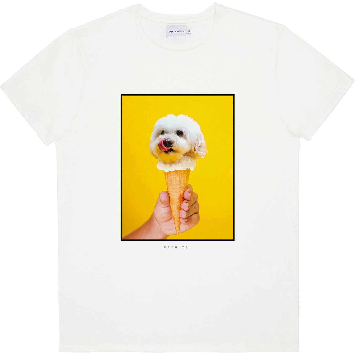 T-shirt imprimé en coton bio | blanc "dog icecream natural"