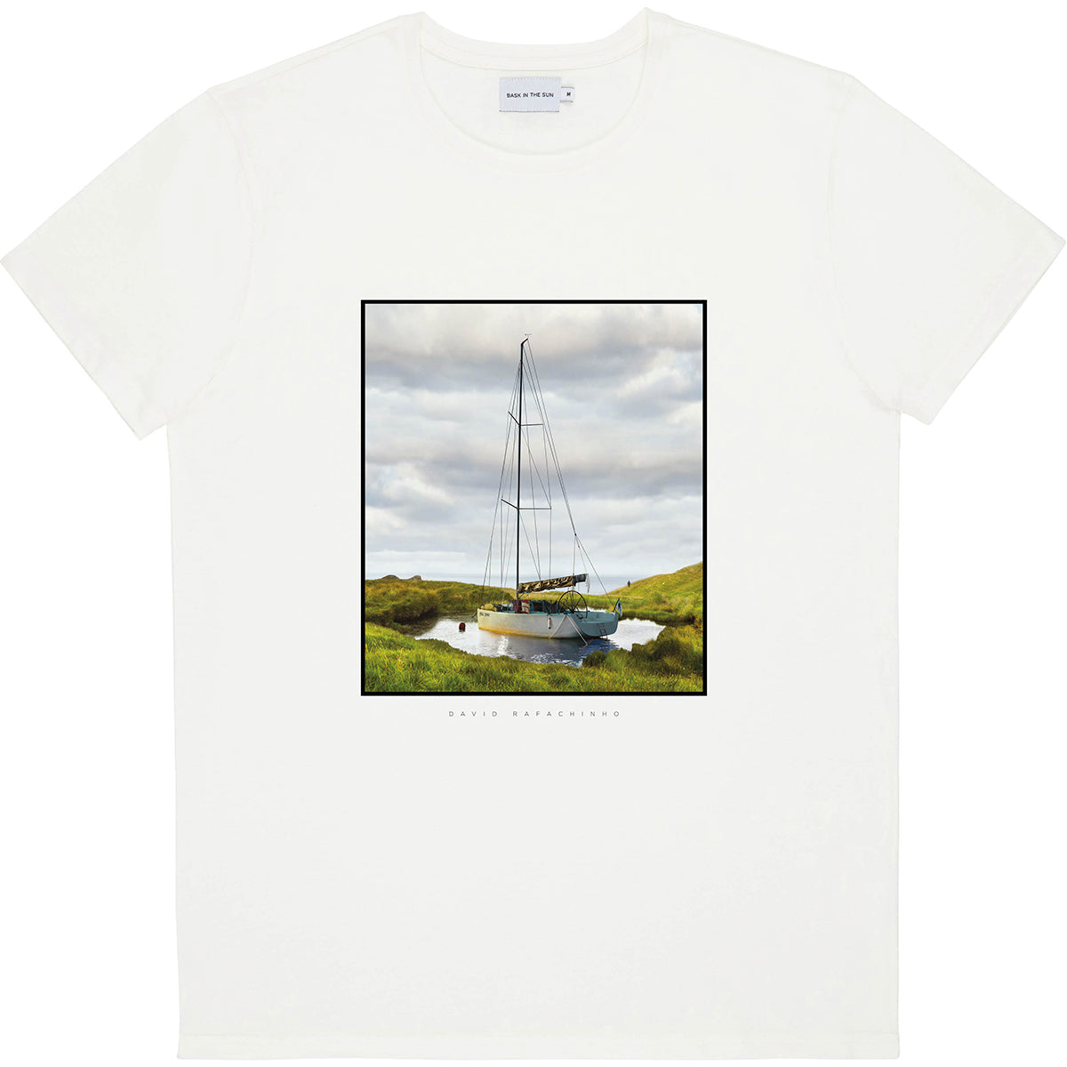 T-shirt imprimé en coton bio | blanc "pocket ocean natural"