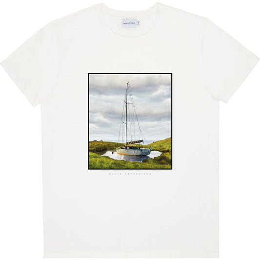 T-shirt imprimé en coton bio | blanc "pocket ocean natural"