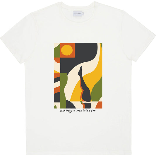 T-shirt imprimé en coton bio | blanc "paradise natural"