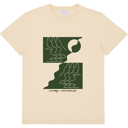 T-shirt imprimé en coton bio | beige "reflection cactus"