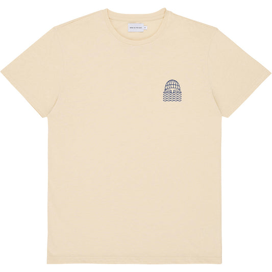 T-shirt brodé en coton bio | beige "mini to the sea - egg"