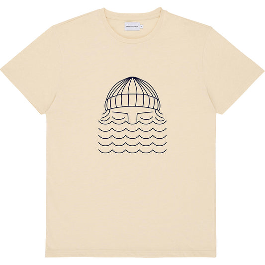 T-shirt imprimé en coton bio | écru "to the sea egg"