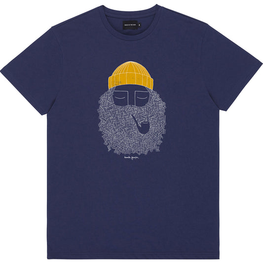 T-shirt imprimé en coton bio | bleu "smoking pipe navy"