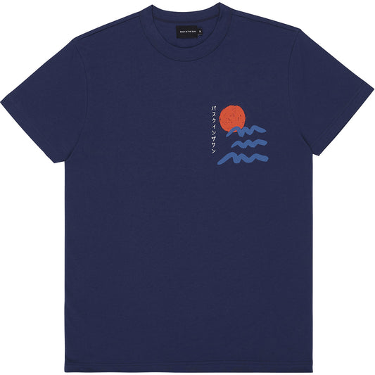 T-shirt imprimé en coton bio | bleu "sunset navy"