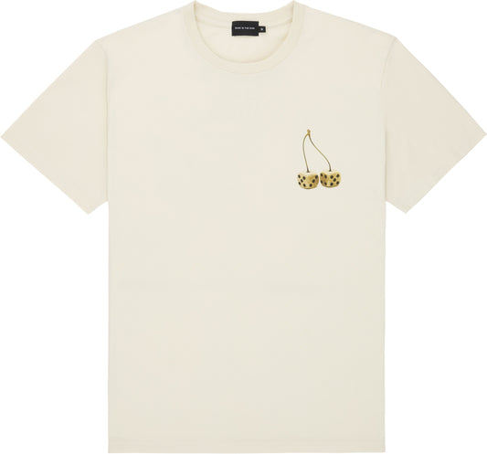 T-shirt imprimé en coton bio | blanc "natural dices tee"