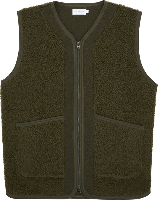 Gilet zippé en matière recyclée | vert "olive goxo waistcoat"
