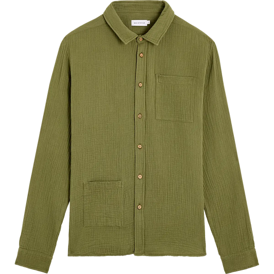 Chemise en gaze de coton bio | vert "Oihana - olive"
