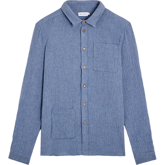 Chemise en gaze de coton bio | bleu "Oihana - blue"