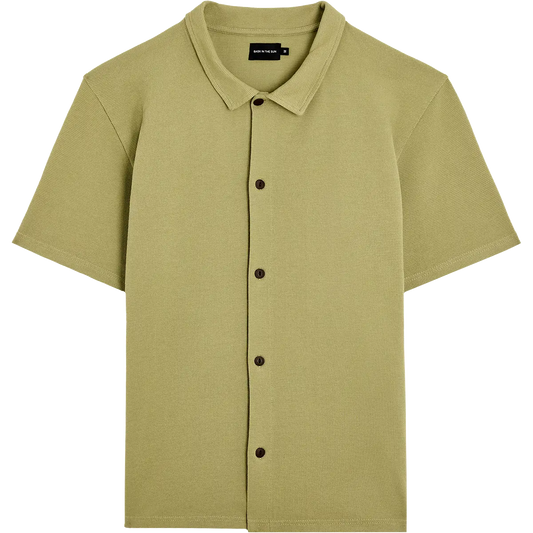 Chemise manches courtes en coton bio | vert "Leikio - lichen"