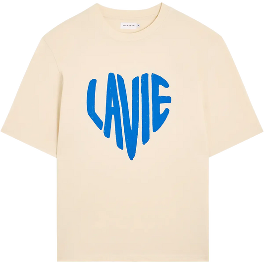 T-shirt en coton bio | beige "La vie - cream"