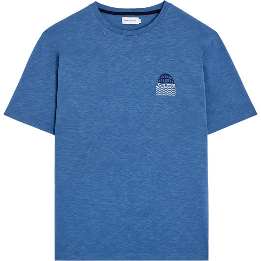 T-shirt en coton bio | bleu "Mini to the sea - blue"