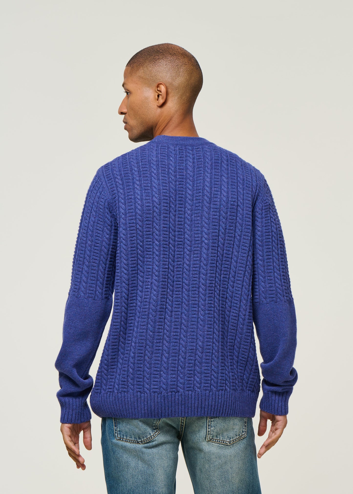 Pull torsadé en laine recyclée | bleu "joannis - abyss"