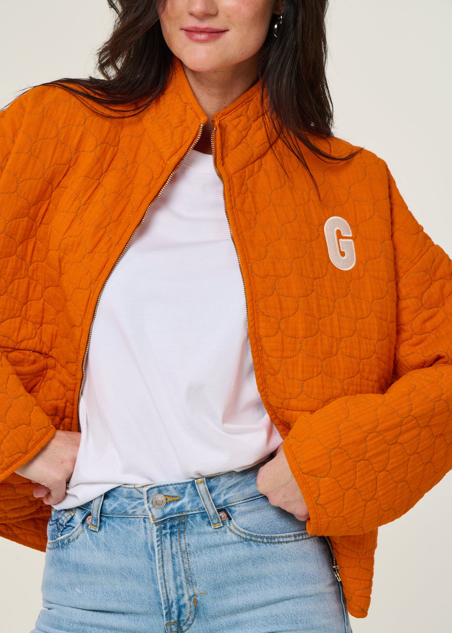 Veste matelassée en coton bio | orange "clarté"