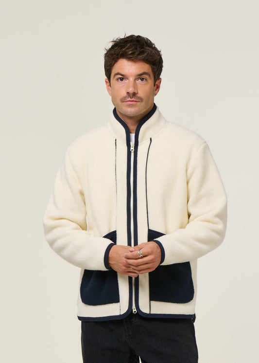 Veste polaire en matière recyclée | écru "goxo - cream"