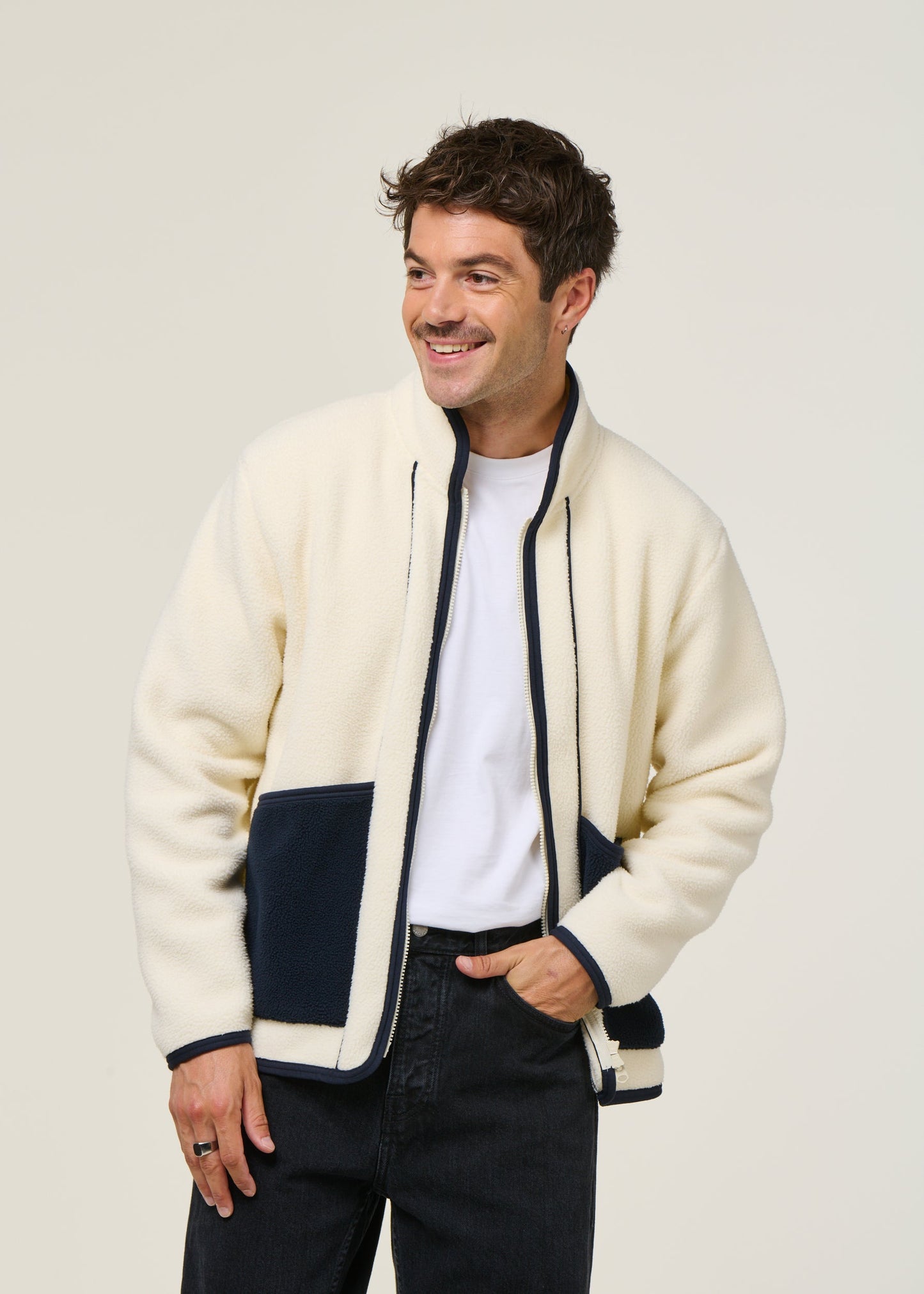 Veste polaire en matière recyclée | écru "goxo - cream"
