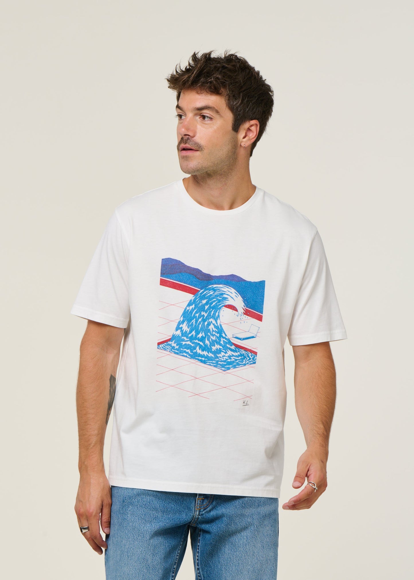 T-shirt en coton bio | blanc "pool - natural"