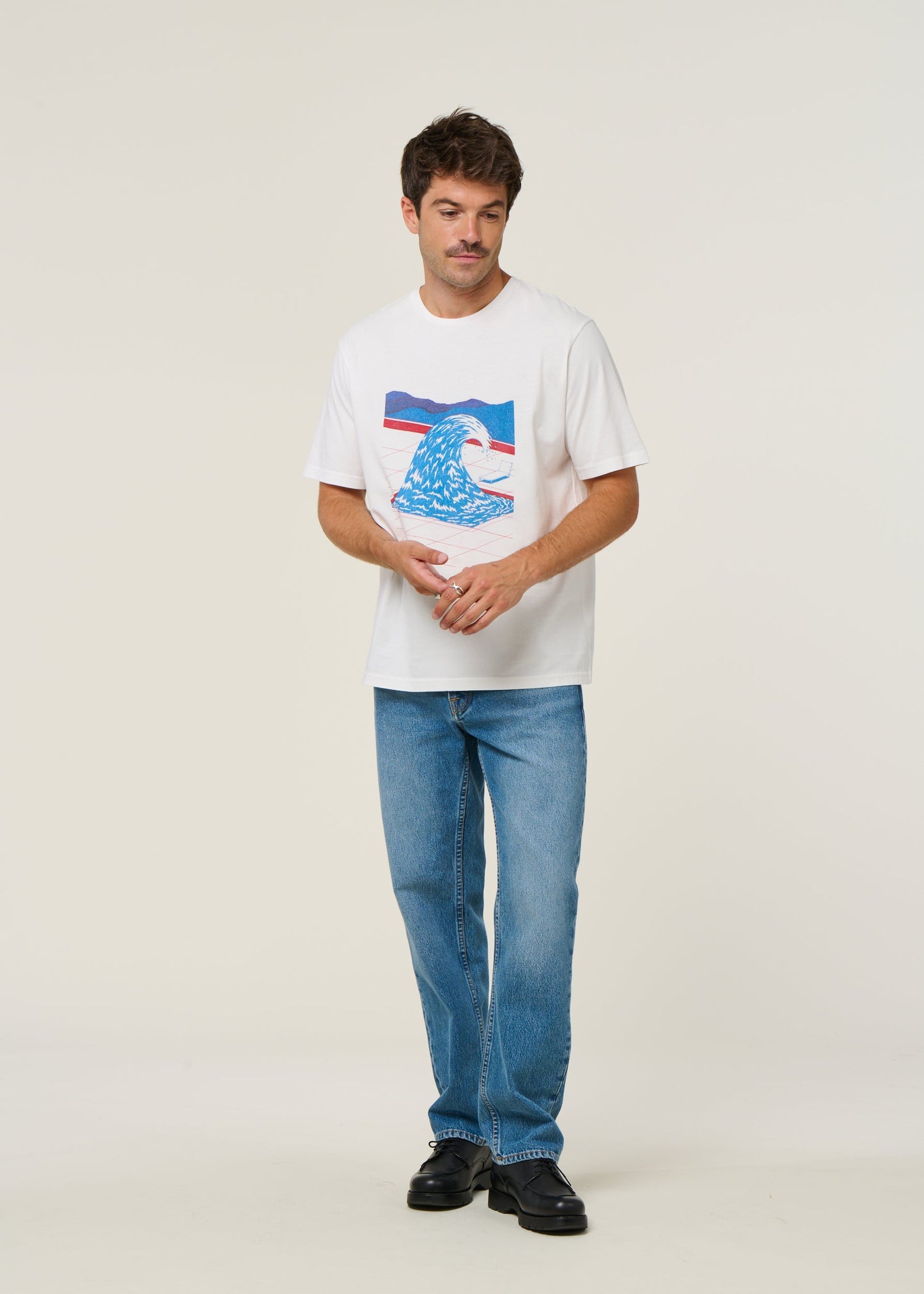 T-shirt en coton bio | blanc "pool - natural"