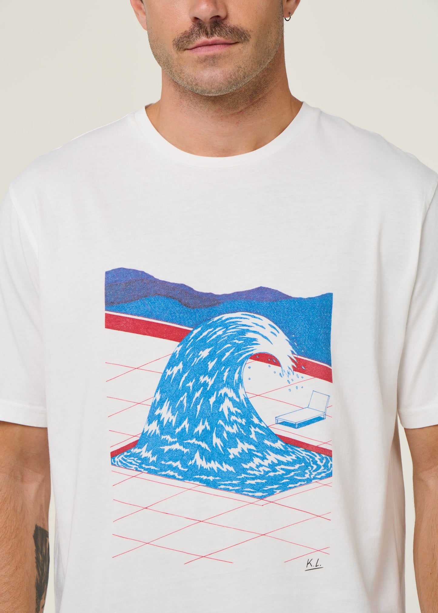 T-shirt en coton bio | blanc "pool - natural"
