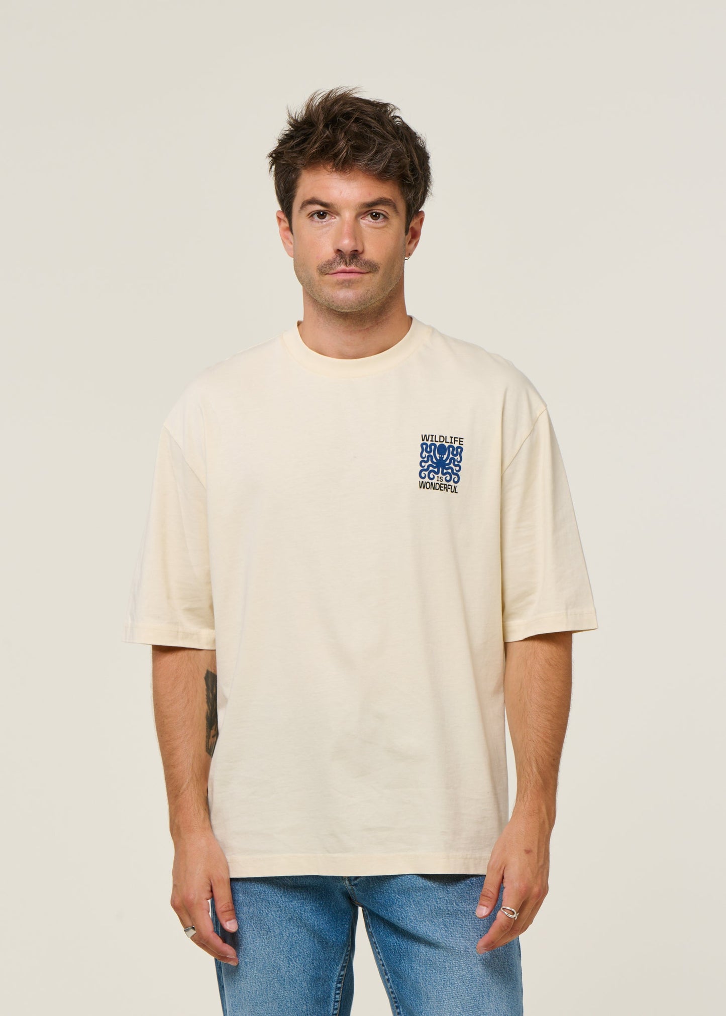 T-shirt en coton bio | écru "pulpo - cream"