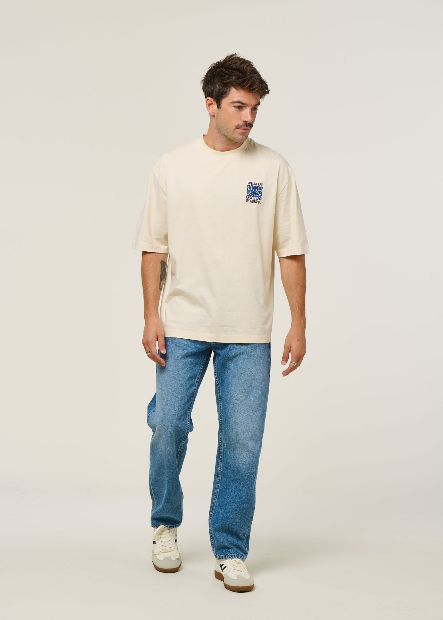 T-shirt en coton bio | écru "pulpo - cream"